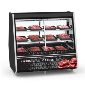 Vitrine Expositor Açougue Atlantis 1,50 Metros Preto com Adesivo Prateleiras EAAP1500 220V - Refrimate