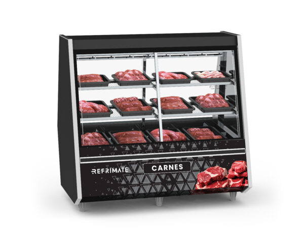 Vitrine Expositor Açougue Atlantis 1,50 Metros Preto com Adesivo Prateleiras EAAP1500 220V - Refrimate