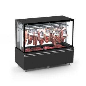 Vitrine Expositor Açougue Vanguard Top Gancheira EAVTG1500E Preto Vidro Reto 220V - Refrimate