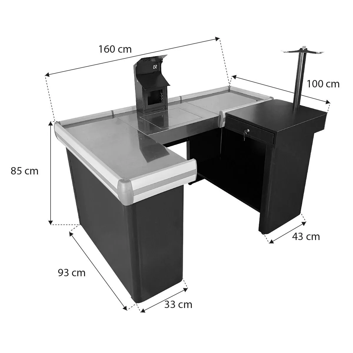Check Out em Aço 1,60m com Recorte Balança SA - Imagem 2