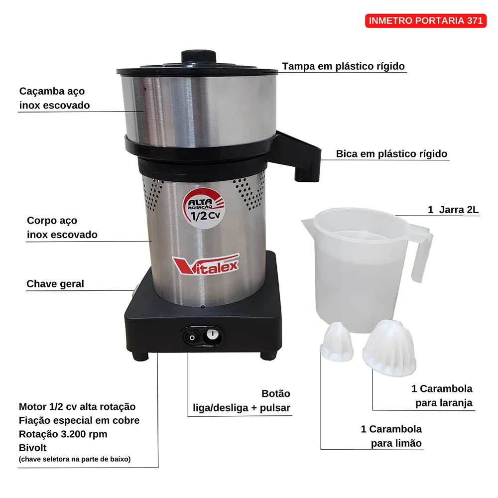 Extrator de Suco Super 1/2CV Vitalex - Imagem 6