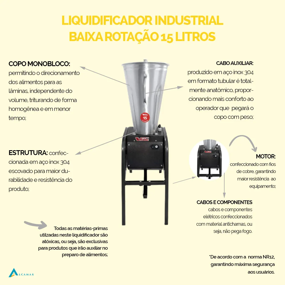 Liquidificador Industrial 15 Litros Basculante Vitalex - Imagem 4