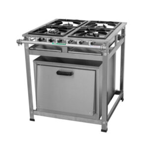 Fogão Industrial 4 Bocas Inox 30X30 com Forno 87L Economy Cristalaço