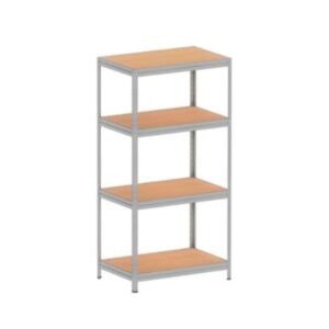 Estante de Aço Pesada Prateleira de Madeira (A=1,85 x C=0,92 x P=0,40m) Cinza Pandin