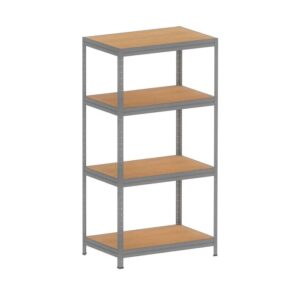 Estante de Aço Pesada Prateleira de Madeira (A=1,85 x C=0,92 x P=0,60m) Cinza Pandin