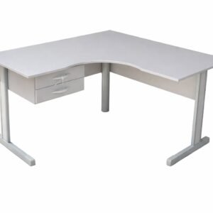 Mesa Birô Delta de 120x120cm com 2 Gavetas Cinza