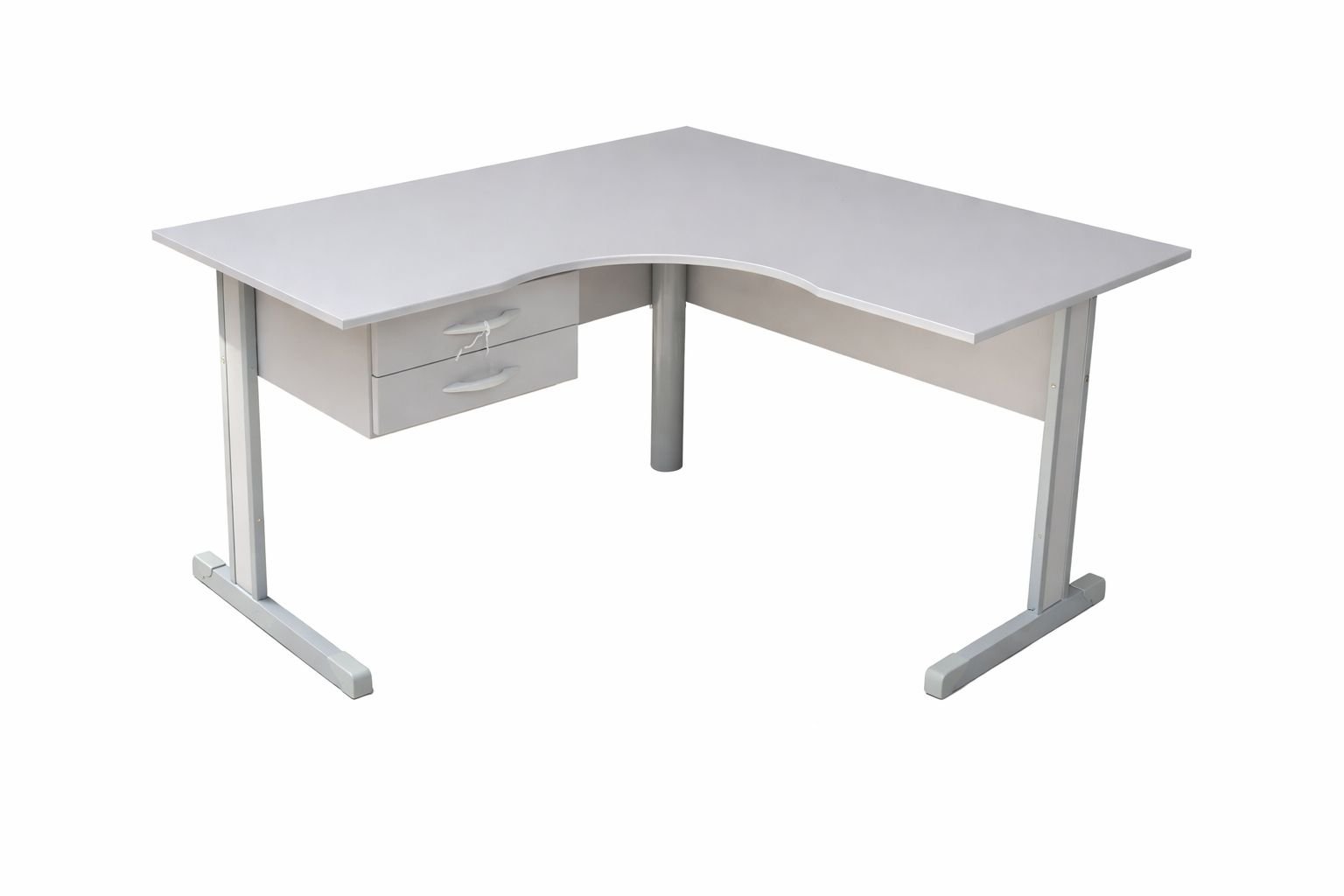 Mesa Birô Delta de 120x120cm com 2 Gavetas Cinza
