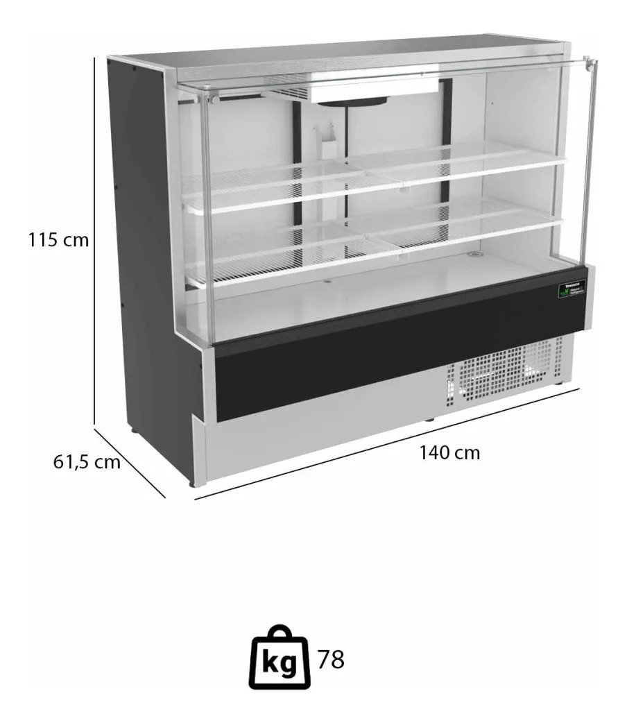 Vitrine Refrigerada Ar Forçada 140cm Preto VBVEC14 220V Venâncio - Imagem 2
