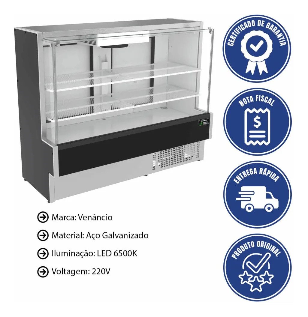 Vitrine Refrigerada Ar Forçada 140cm Preto VBVEC14 220V Venâncio - Imagem 3